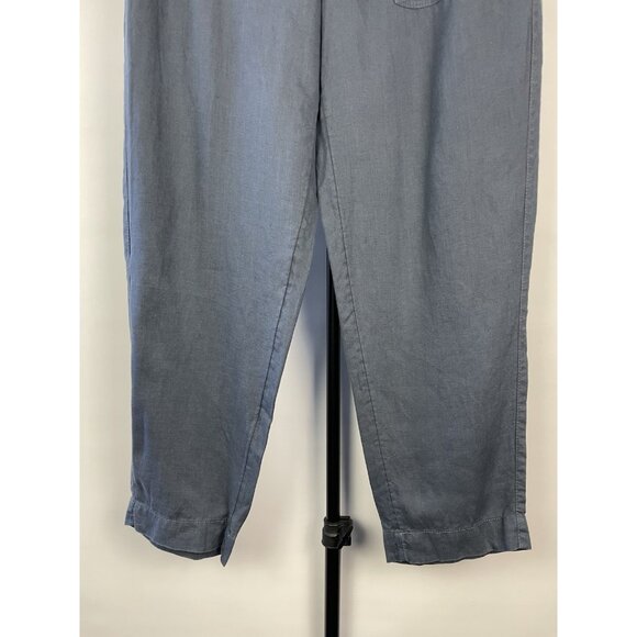 Athleta Voyager  Granite Blue 100% Linen Elastic Waist Crop Pant Size 6 - Picture 4 of 8